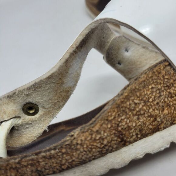 Birkenstock Sandals Womens EU36 US5.5 Gizeh White Birko-Flor Patent Slides - Picture 9 of 12